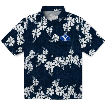 byu cougars hibiscus petals blue hawaiian shirts best selling
