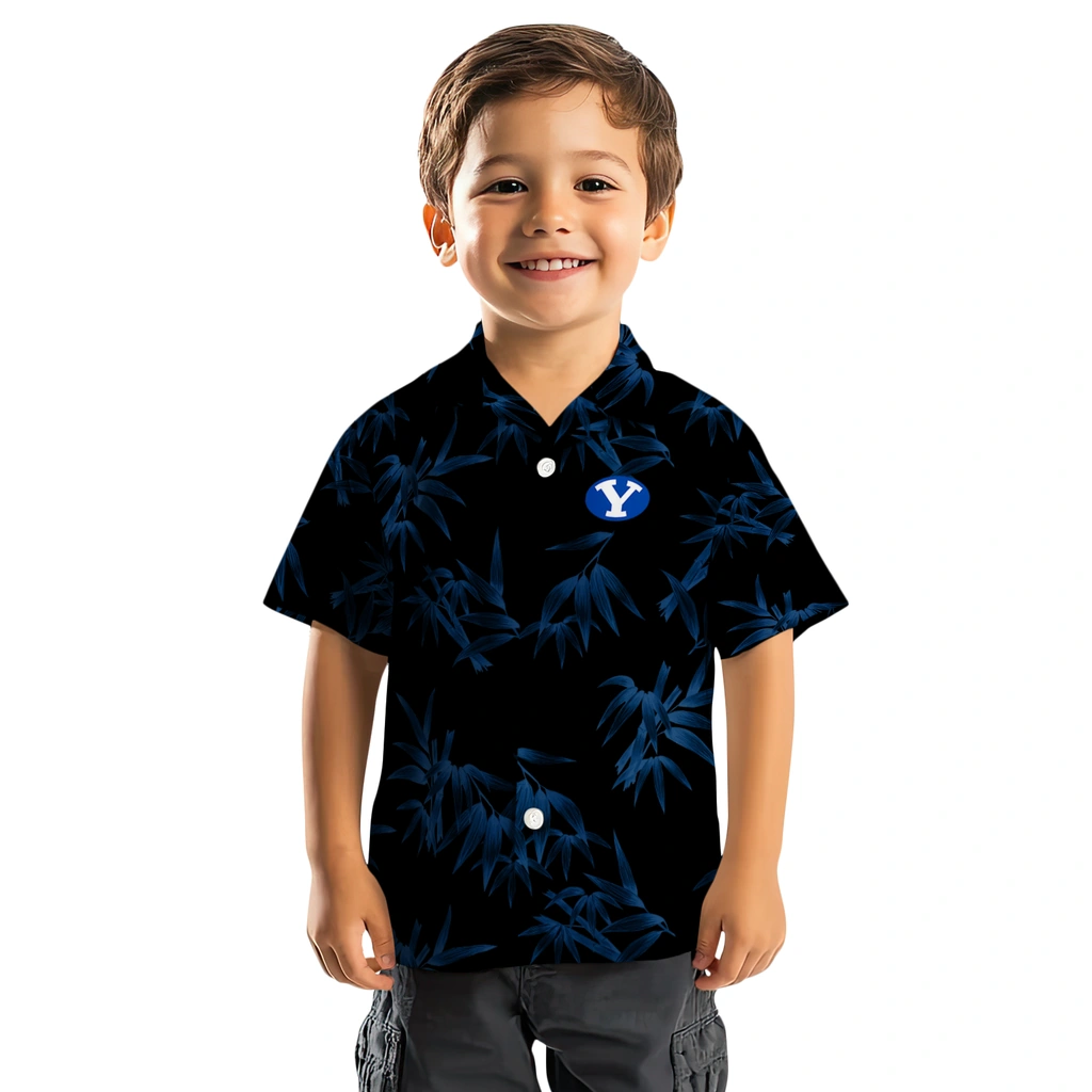 BYU Cougars Hawaiian Shirt - Bamboo Branches byu cougars bamboo branches blue black hawaiian shirts top rated
