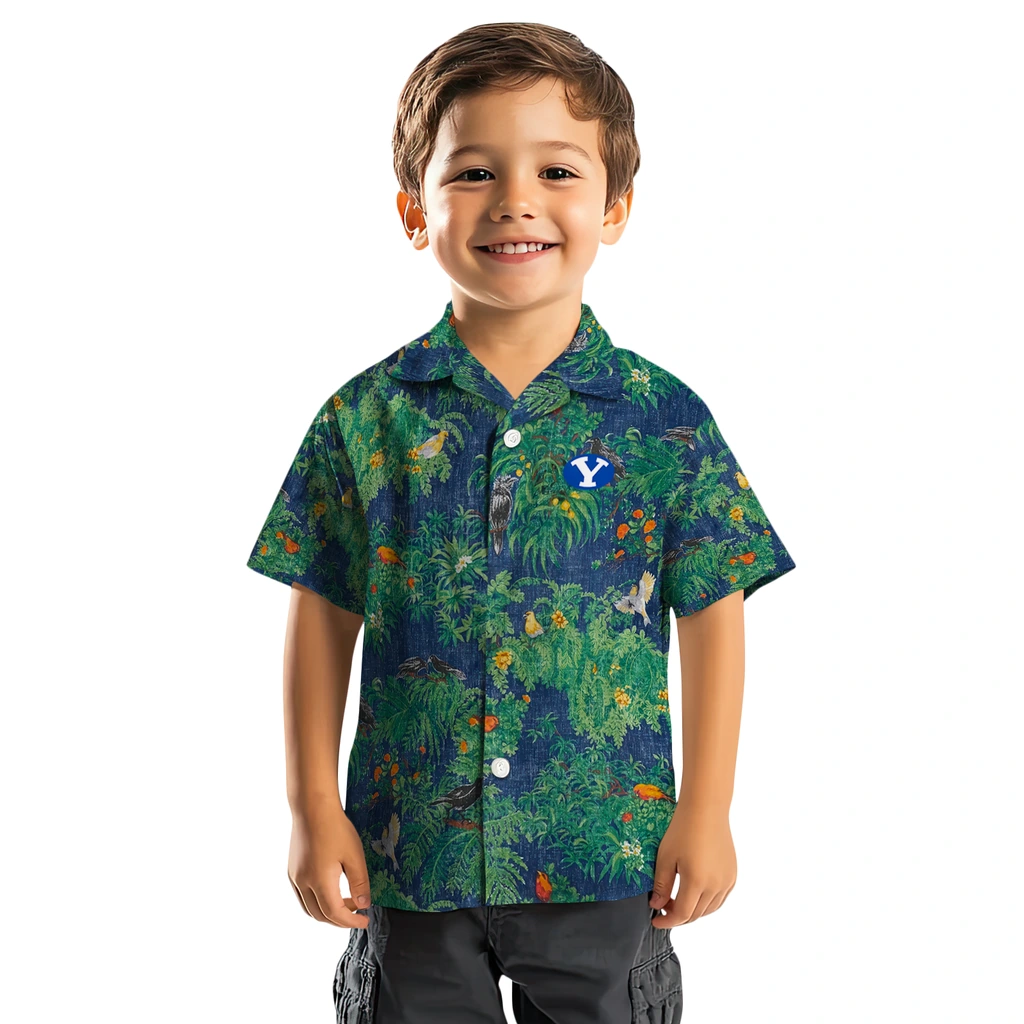 BYU Cougars Hawaiian Shirt - Bird Canopy byu cougars bird canopy green hawaiian shirts top rated