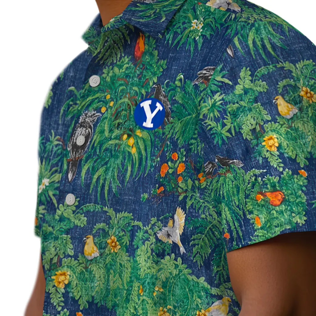 BYU Cougars Hawaiian Shirt - Bird Canopy byu cougars bird canopy green hawaiian shirts trendy