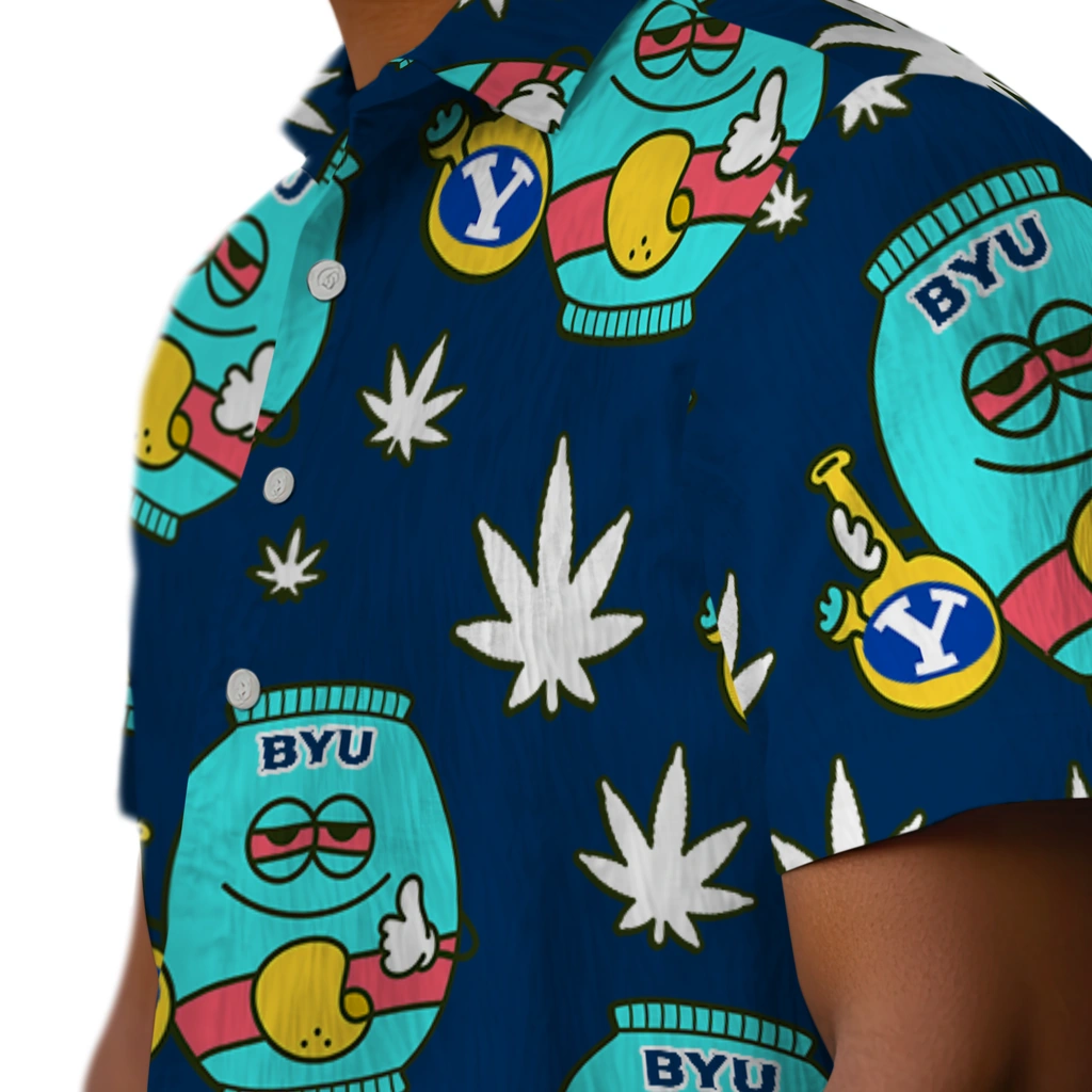 BYU Cougars Hawaiian Shirt - Chill Vibe byu cougars bong smile blue hawaiian shirts trendy
