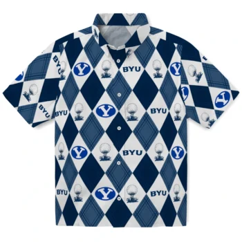 byu cougars balloon plaid blue hawaiian shirts best selling