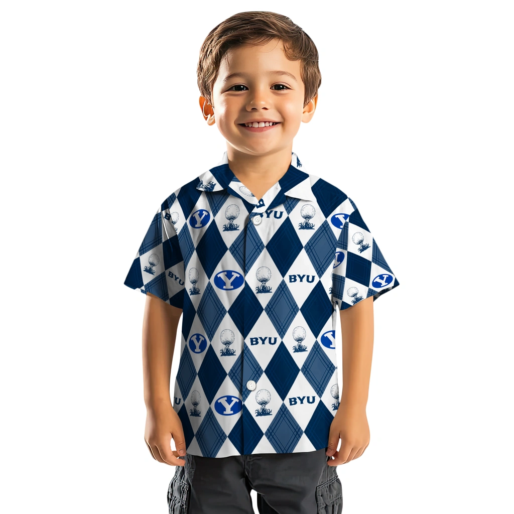 BYU Cougars Hawaiian Shirt - Golfing Plaid byu cougars balloon plaid blue hawaiian shirts top rated
