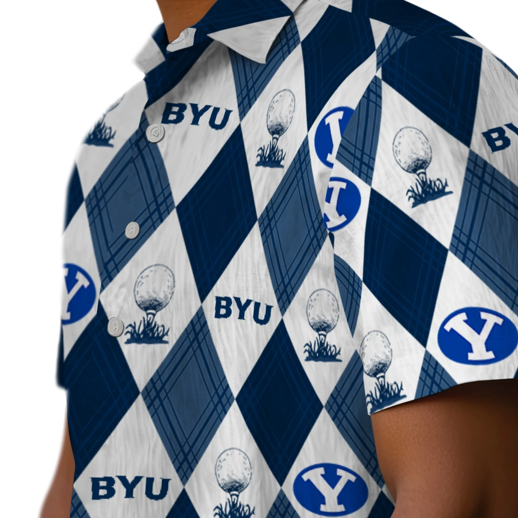 BYU Cougars Hawaiian Shirt - Golfing Plaid byu cougars balloon plaid blue hawaiian shirts trendy