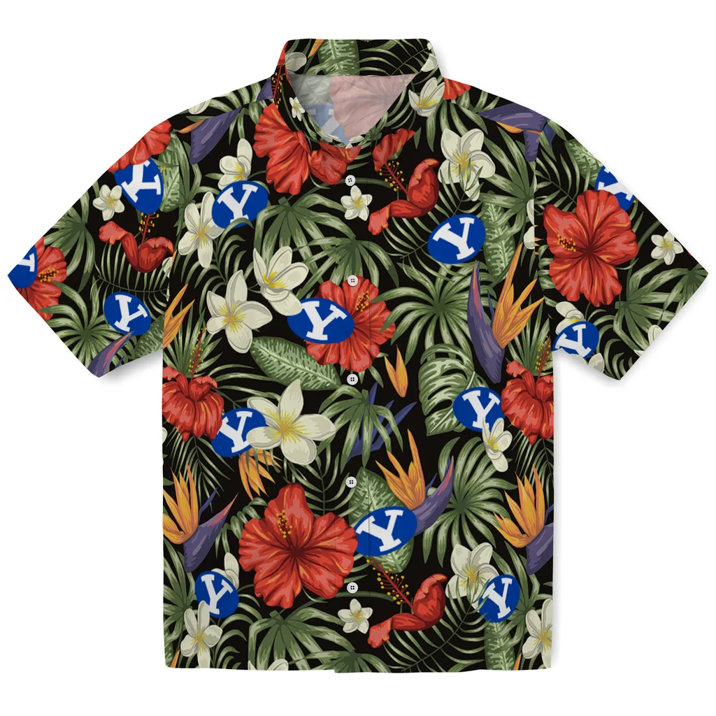 BYU Cougars Hawaiian Shirt - Hawaii Floral Hibiscus byu cougars hibiscus bird hawaiian shirts best selling