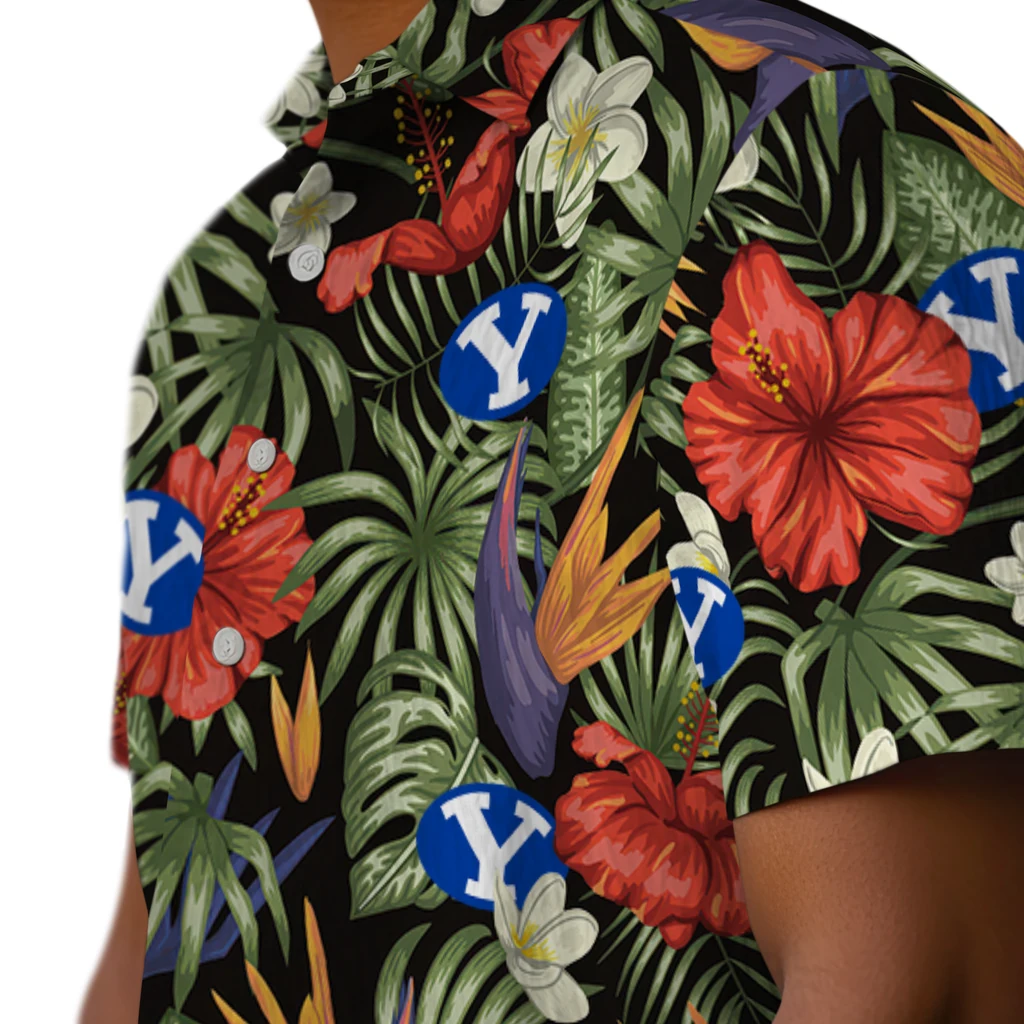 BYU Cougars Hawaiian Shirt - Hawaii Floral Hibiscus byu cougars hibiscus bird hawaiian shirts trendy