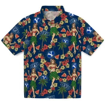 byu cougars hawaiian girls design blue hawaiian shirts best selling