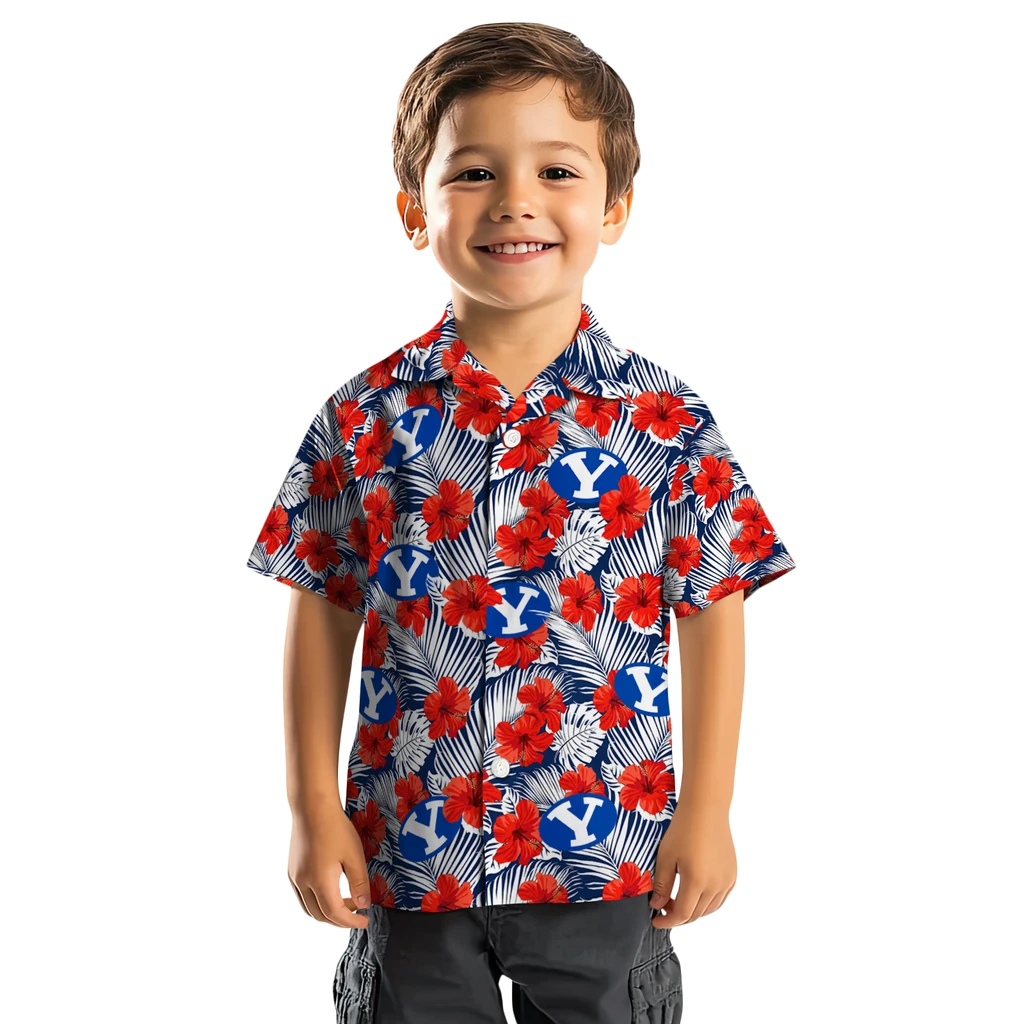 BYU Cougars Hawaiian Shirt - Hibiscus Fiesta byu cougars hibiscus fiesta red royal blue hawaiian shirts top rated
