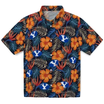 byu cougars hibiscus foliage hawaiian shirts best selling