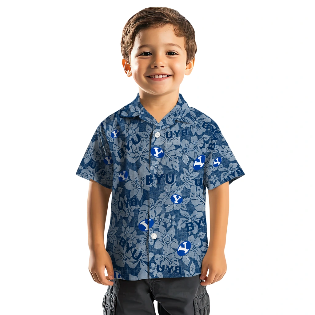 BYU Cougars Hawaiian Shirt - Hibiscus Oasis byu cougars hibiscus oasis blue hawaiian shirts top rated