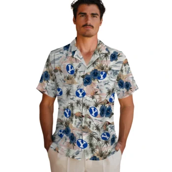 byu cougars hibiscus seaside white hawaiian shirts fashion forward