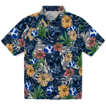 byu cougars tiki jungle blue hawaiian shirts best selling