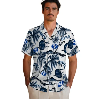byu cougars palm sunset hawaiian shirts fashion forward