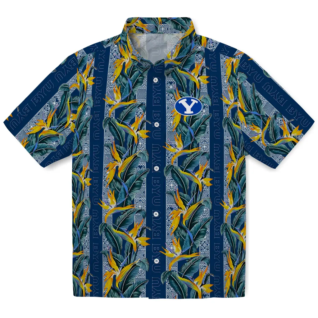 BYU Cougars Hawaiian Shirt - Paradise Vines byu cougars paradise vines blue hawaiian shirts best selling