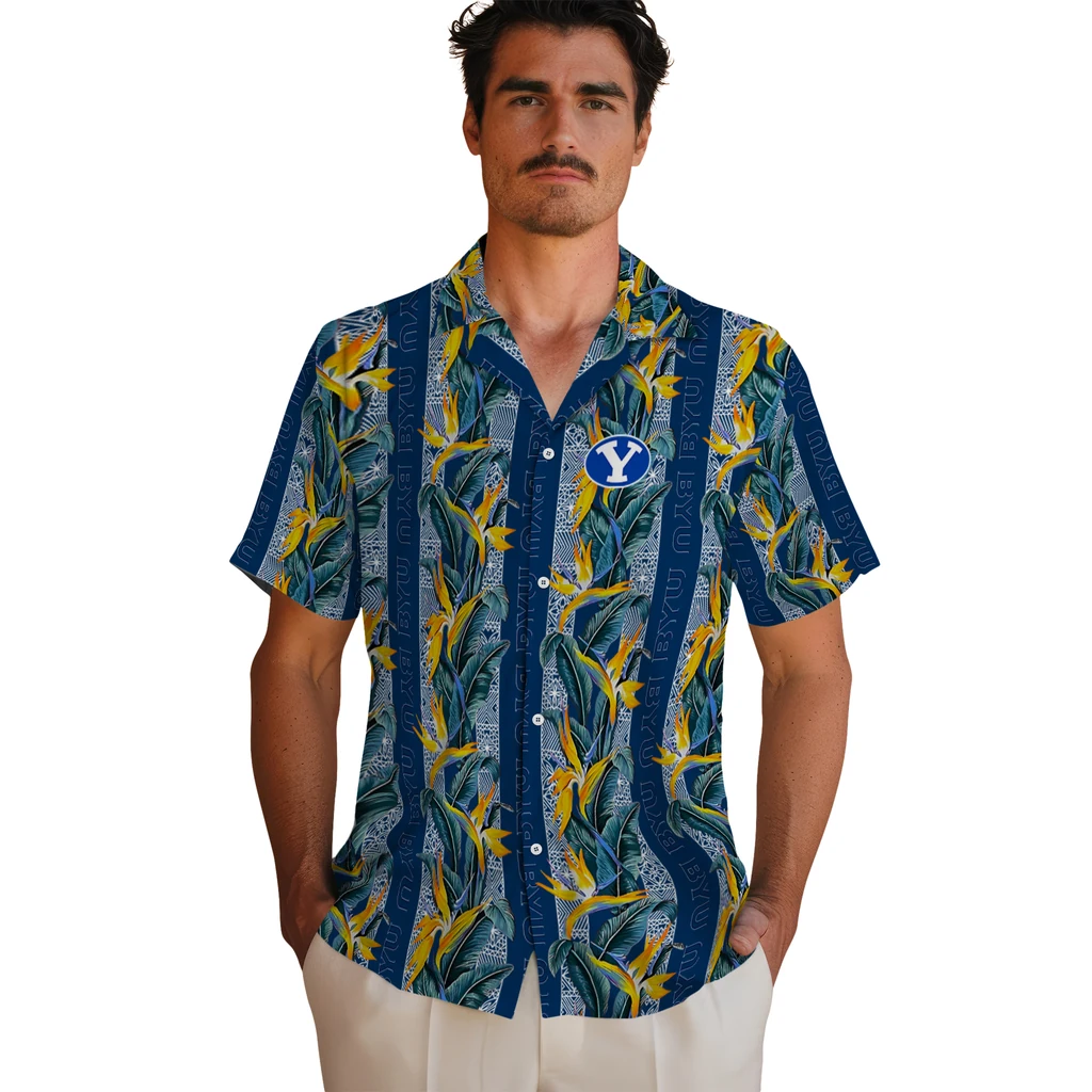 BYU Cougars Hawaiian Shirt - Paradise Vines byu cougars paradise vines blue hawaiian shirts fashion forward