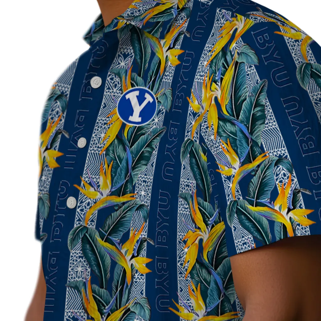 BYU Cougars Hawaiian Shirt - Paradise Vines byu cougars paradise vines blue hawaiian shirts trendy