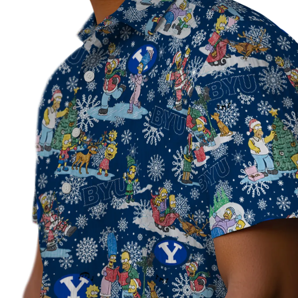 BYU Cougars Hawaiian Shirt - Simpsons Christmas byu cougars simpsons christmas blue hawaiian shirts trendy