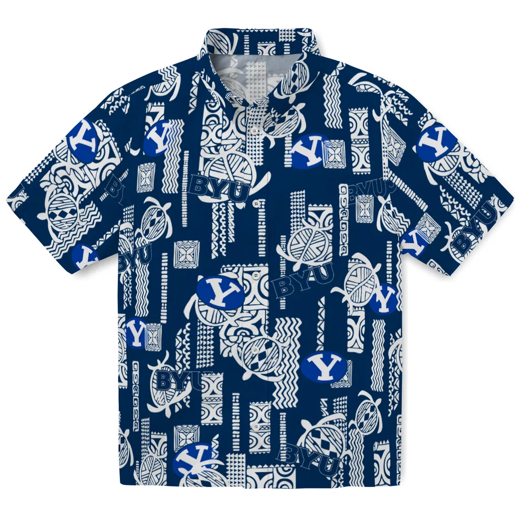 BYU Cougars Hawaiian Shirt - Turtle Lines byu cougars turtle lines blue hawaiian shirts best selling