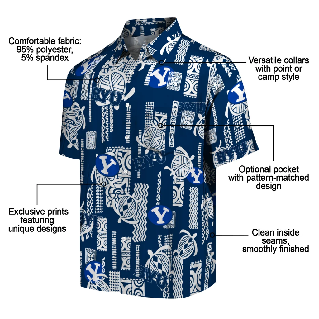 BYU Cougars Hawaiian Shirt - Turtle Lines byu cougars turtle lines blue hawaiian shirts new arrival