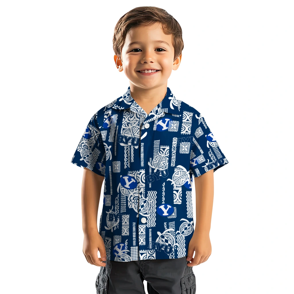 BYU Cougars Hawaiian Shirt - Turtle Lines byu cougars turtle lines blue hawaiian shirts top rated