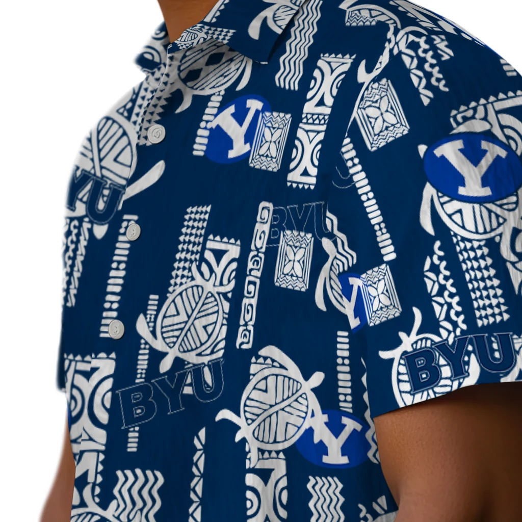 BYU Cougars Hawaiian Shirt - Turtle Lines byu cougars turtle lines blue hawaiian shirts trendy