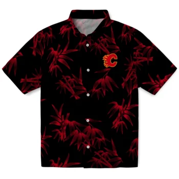 calgary flames bamboo branches red black hawaiian shirts best selling