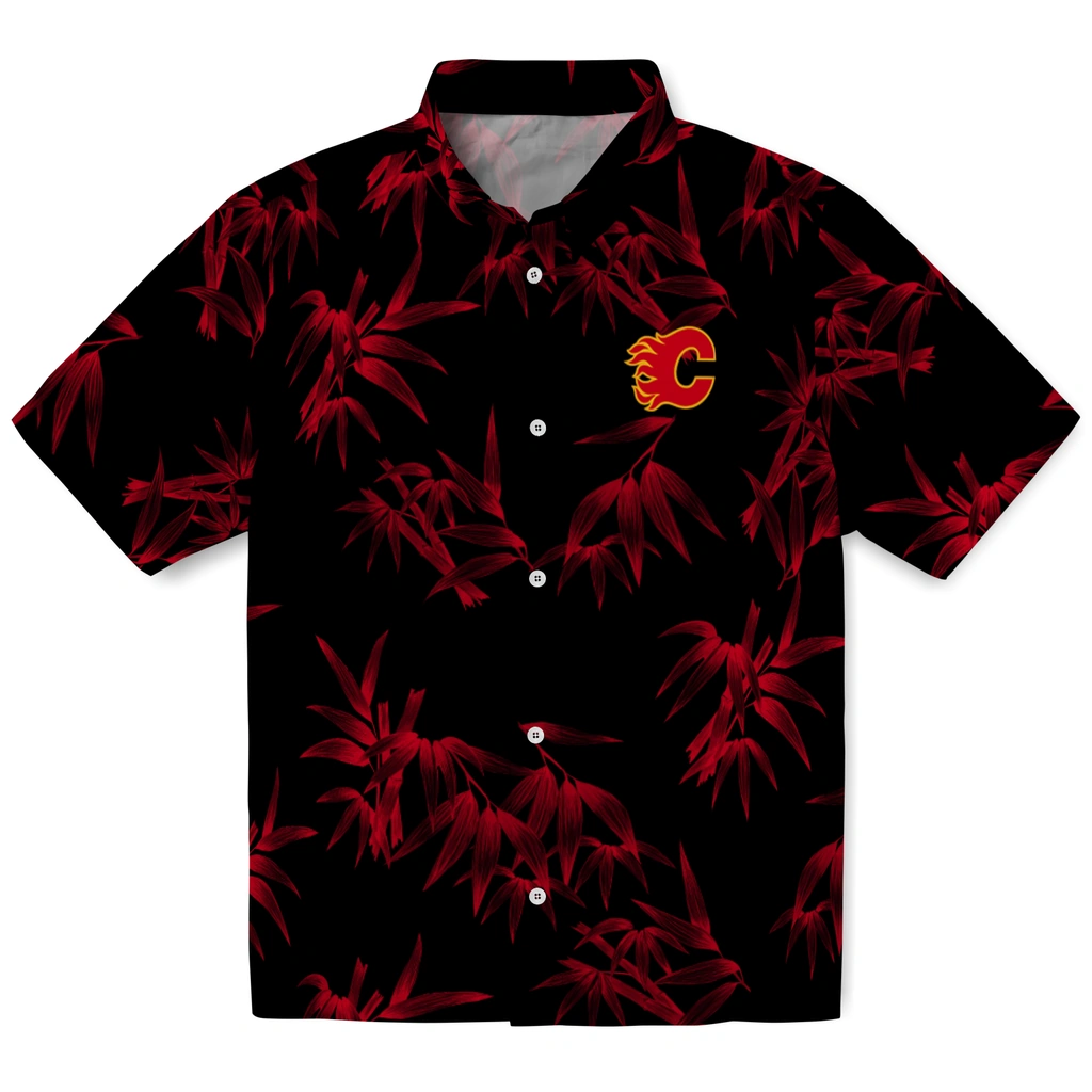 Calgary Flames Hawaiian Shirt - Bamboo Branches calgary flames bamboo branches red black hawaiian shirts best selling