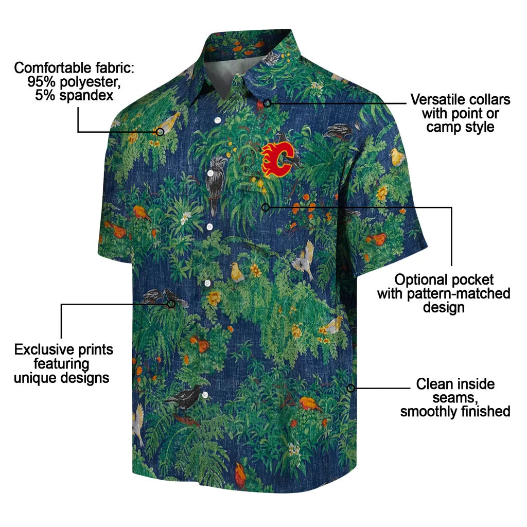 Calgary Flames Hawaiian Shirt - Bird Canopy calgary flames bird canopy green hawaiian shirts new arrival