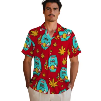 calgary flames bong smile red hawaiian shirts fashion forward
