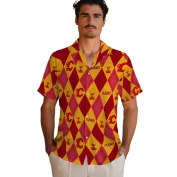 calgary flames balloon plaid red hawaiian shirts fashion forward