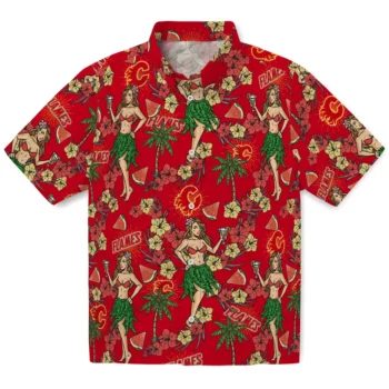 calgary flames hawaiian girls design red hawaiian shirts best selling