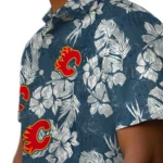 Calgary Flames Hawaiian Shirt – Hibiscus Flowers