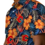 Calgary Flames Hawaiian Shirt – Hibiscus Foliage