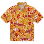 Calgary Flames Hawaiian Shirt – Hibiscus Overlay