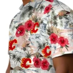 Calgary Flames Hawaiian Shirt – Hibiscus Seaside