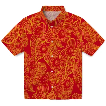 calgary flames leaf outline red hawaiian shirts best selling