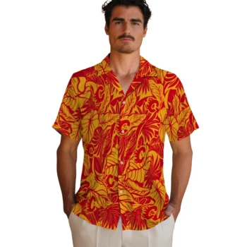 calgary flames monstera layer red hawaiian shirts fashion forward