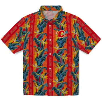 calgary flames paradise vines red hawaiian shirts best selling