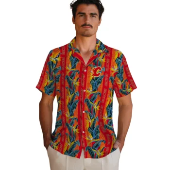 calgary flames paradise vines red hawaiian shirts fashion forward