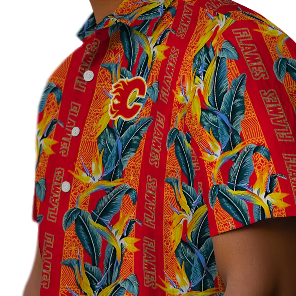 Calgary Flames Hawaiian Shirt - Paradise Vines calgary flames paradise vines red hawaiian shirts trendy