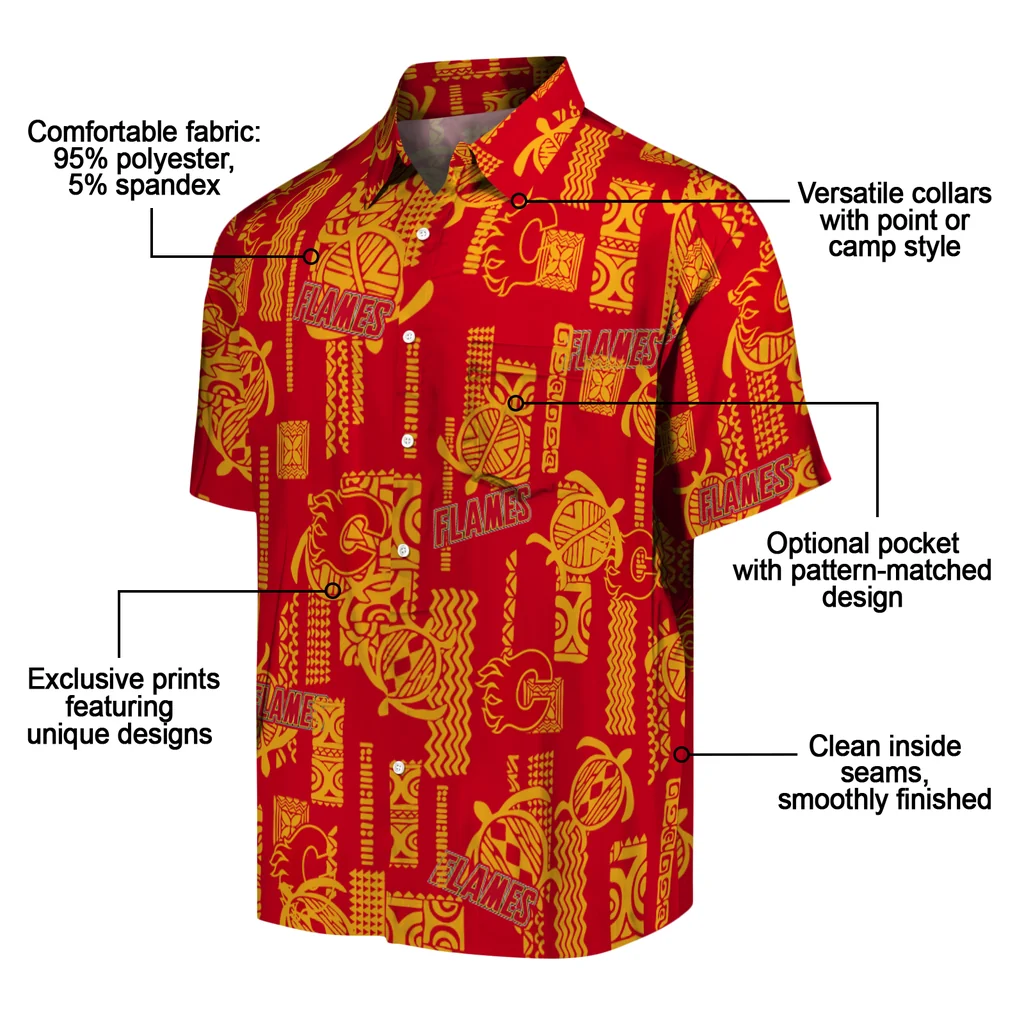 Calgary Flames Hawaiian Shirt - Turtle Lines calgary flames turtle lines red hawaiian shirts new arrival