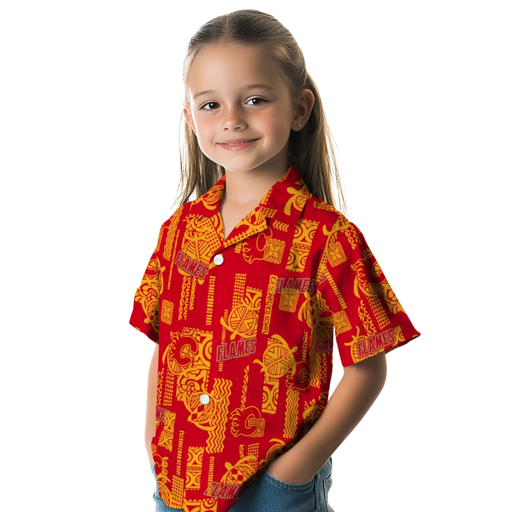 Calgary Flames Hawaiian Shirt - Turtle Lines calgary flames turtle lines red hawaiian shirts premium grade