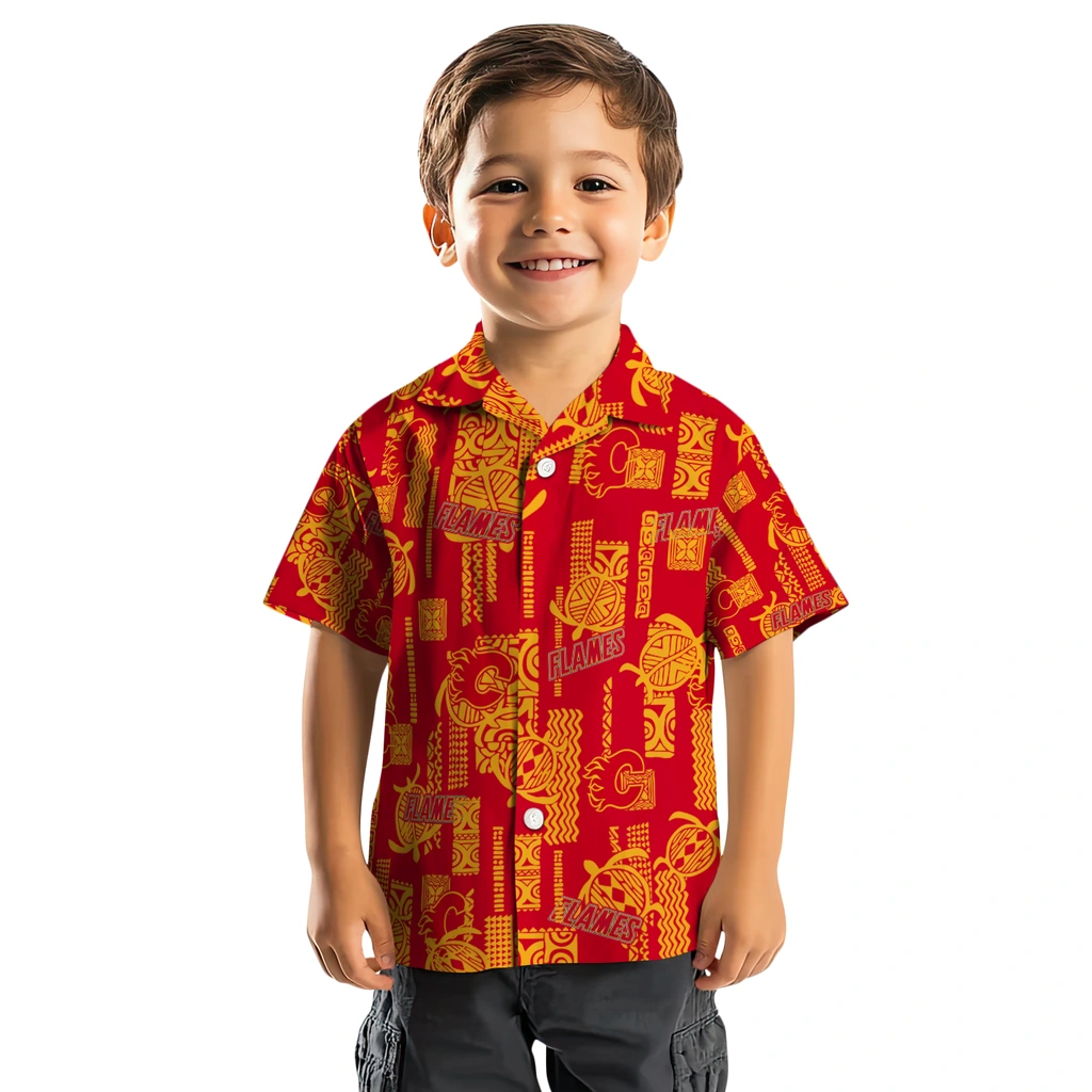 Calgary Flames Hawaiian Shirt - Turtle Lines calgary flames turtle lines red hawaiian shirts top rated