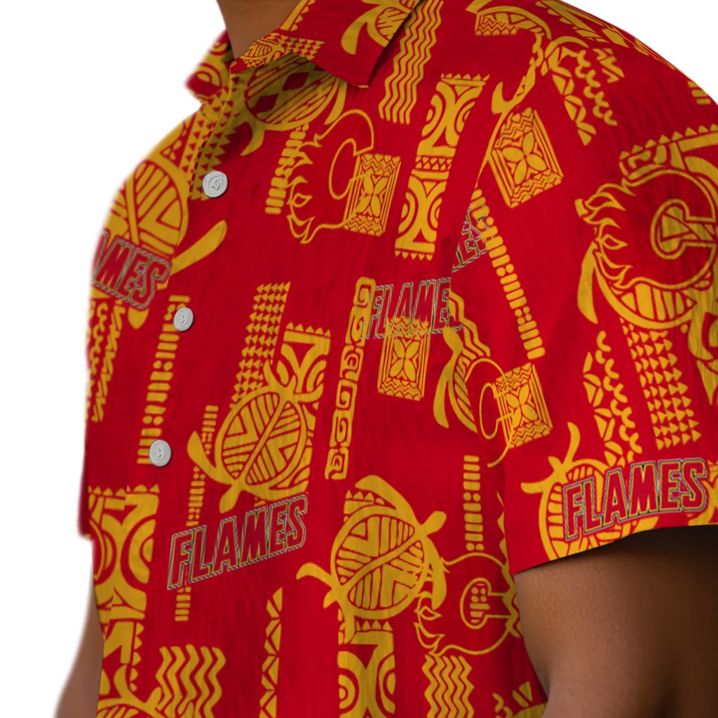 Calgary Flames Hawaiian Shirt - Turtle Lines calgary flames turtle lines red hawaiian shirts trendy