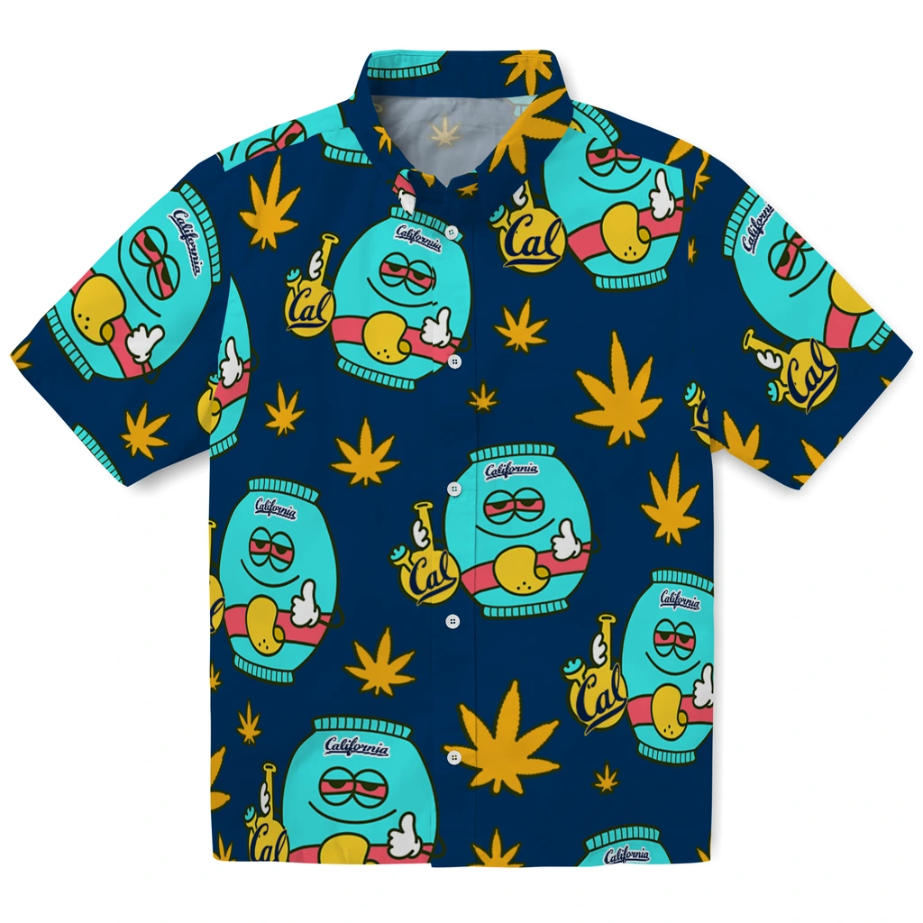 California Golden Bears Hawaiian Shirt - Chill Vibe california golden bears bong smile blue hawaiian shirts best selling