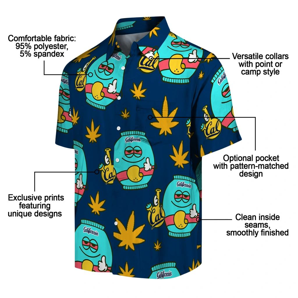California Golden Bears Hawaiian Shirt - Chill Vibe california golden bears bong smile blue hawaiian shirts new arrival