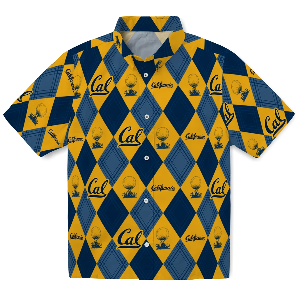 California Golden Bears Hawaiian Shirt - Golfing Plaid california golden bears balloon plaid blue hawaiian shirts best selling
