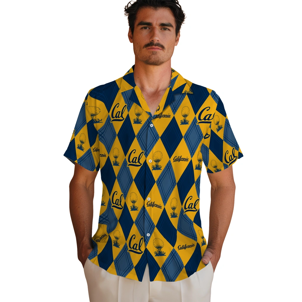 California Golden Bears Hawaiian Shirt - Golfing Plaid california golden bears balloon plaid blue hawaiian shirts fashion forward
