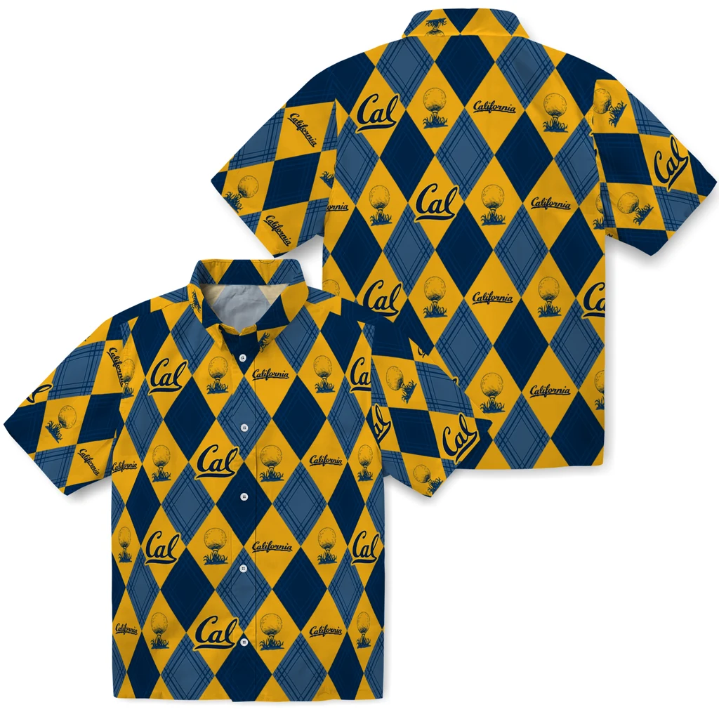 California Golden Bears Hawaiian Shirt - Golfing Plaid california golden bears balloon plaid blue hawaiian shirts high quality