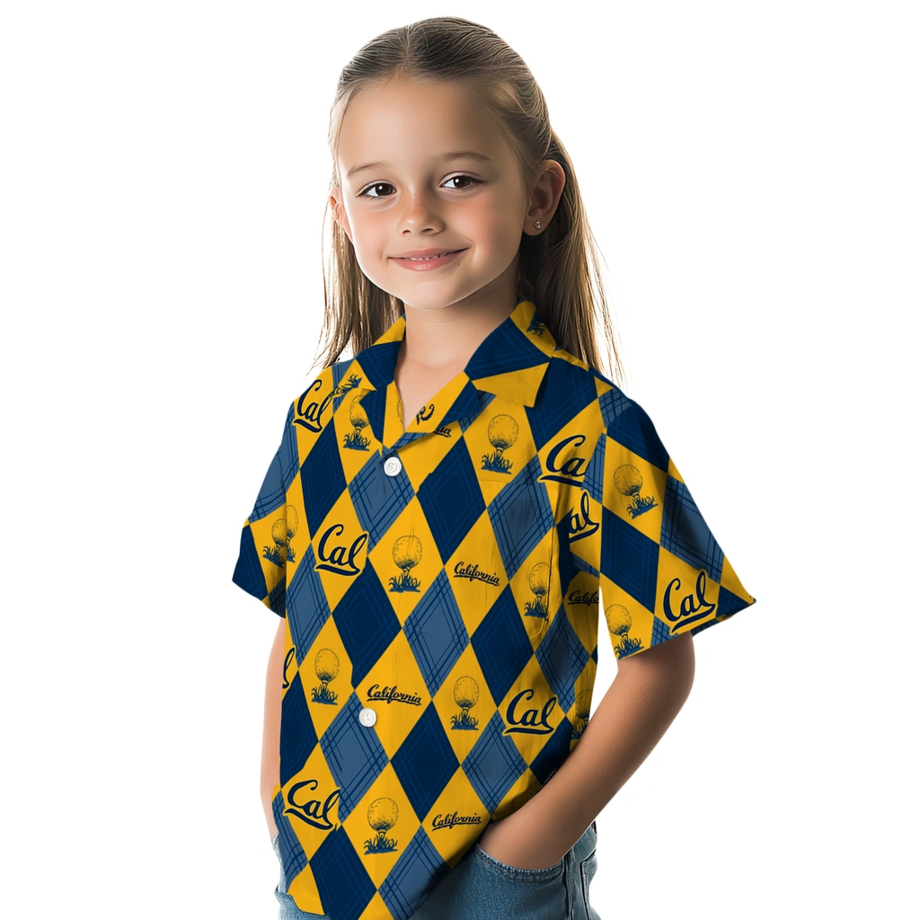 California Golden Bears Hawaiian Shirt - Golfing Plaid california golden bears balloon plaid blue hawaiian shirts premium grade